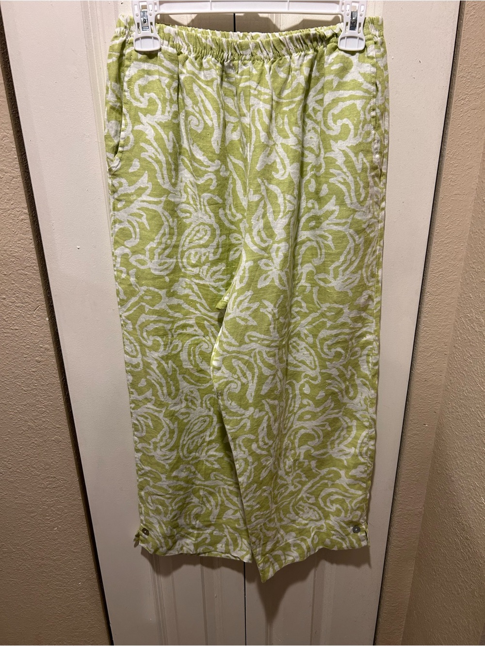 Willow 100% Linen Pull On Pants Resort Beachy Lagenlook, size M , made in USA